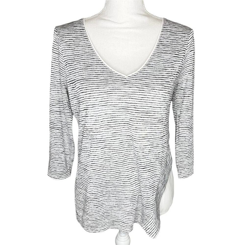 WHMB Striped Knit Neutral black and white Blouse 3/4 sleeves layerded size smal
